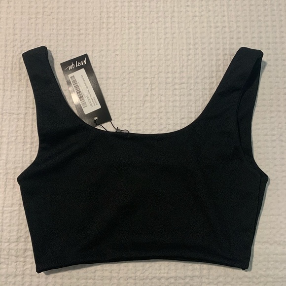 Nasty Gal “How Flare You” Black Crop Top NWT - Picture 3 of 5